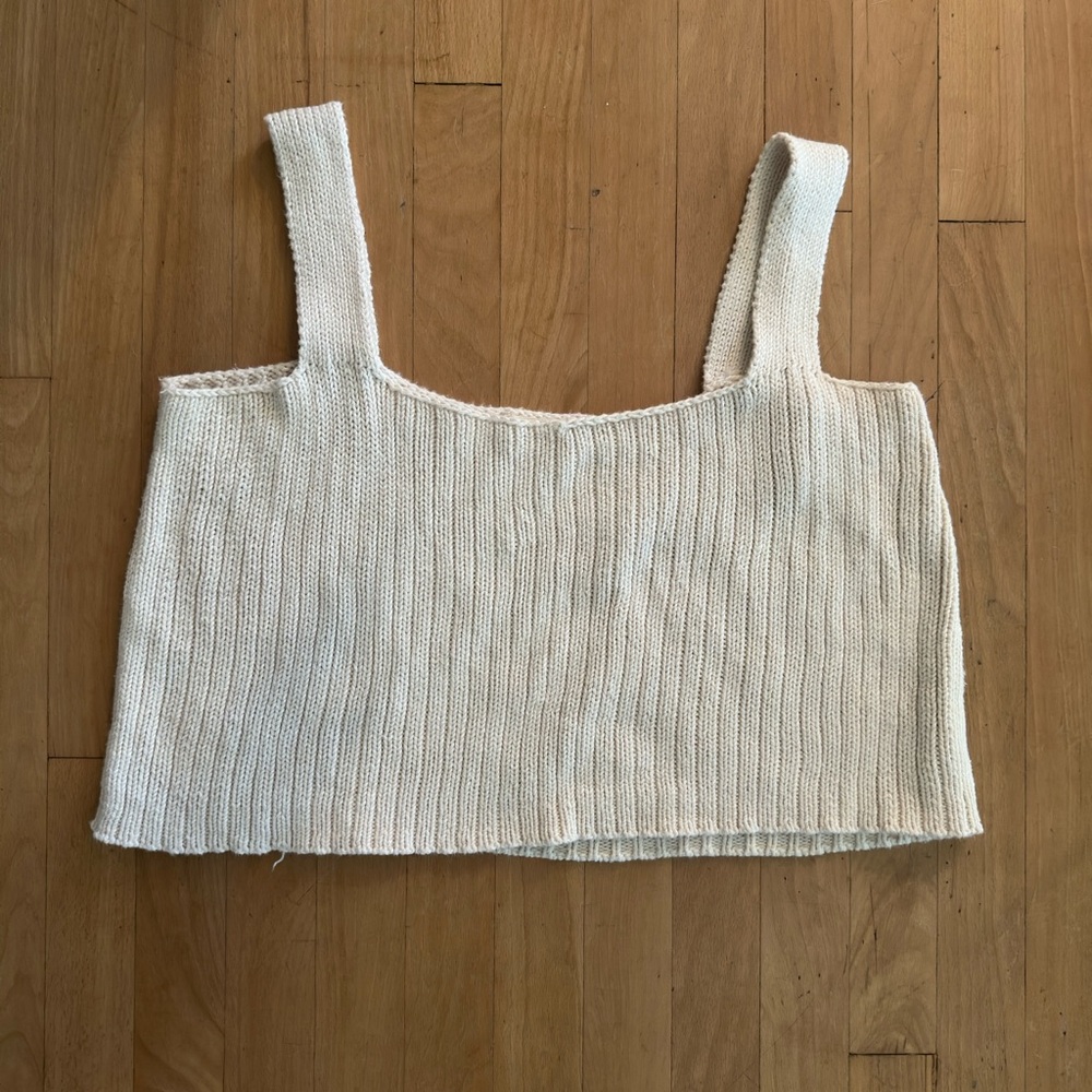 Honest Cotton Cream Square Knit Tank 100% Cotton OS